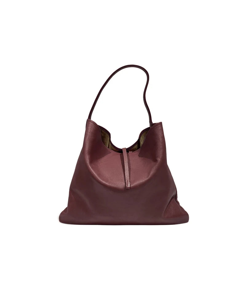 BONASTRE 10 Rue du Perche tote in burgundy calf leather, front view