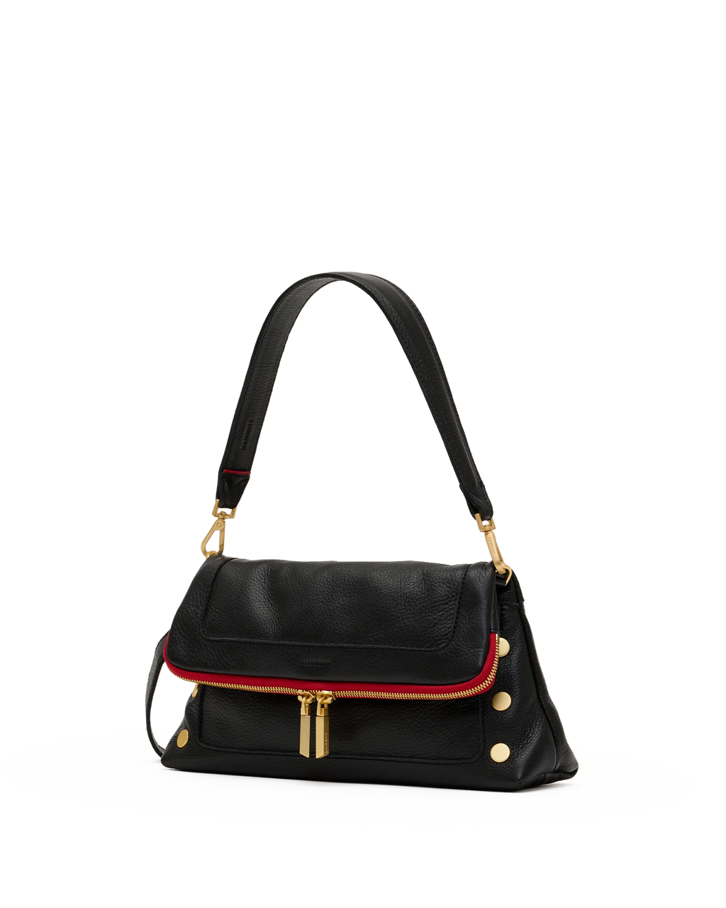 Convertible shoulder bag, three-quarter view with the short strap