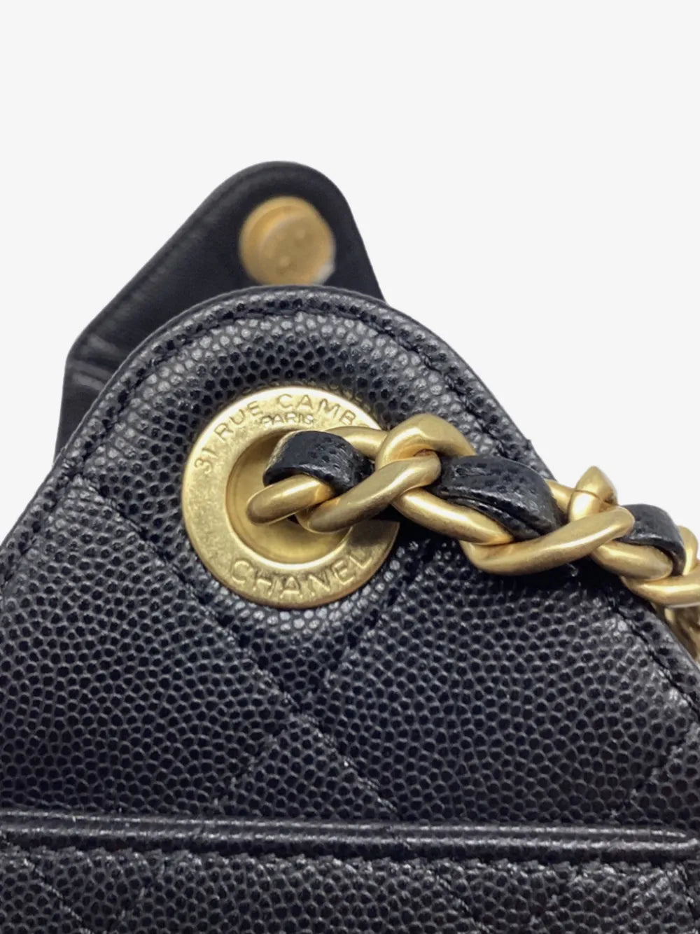 Leather-interwoven chain strap with 31 Rue Cambon Paris hardware