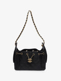 Pre-owned Chanel black quilted caviar leather shoulder bag, front view