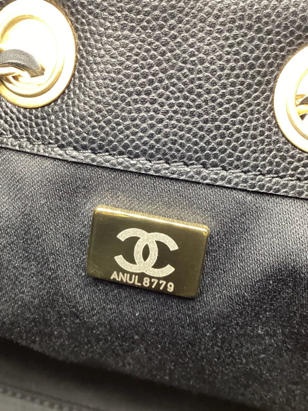 Chanel authenticity plaque inside the bag